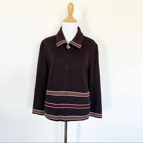 St. John Sport brown zip knit Jacket - Picture 1 of 7